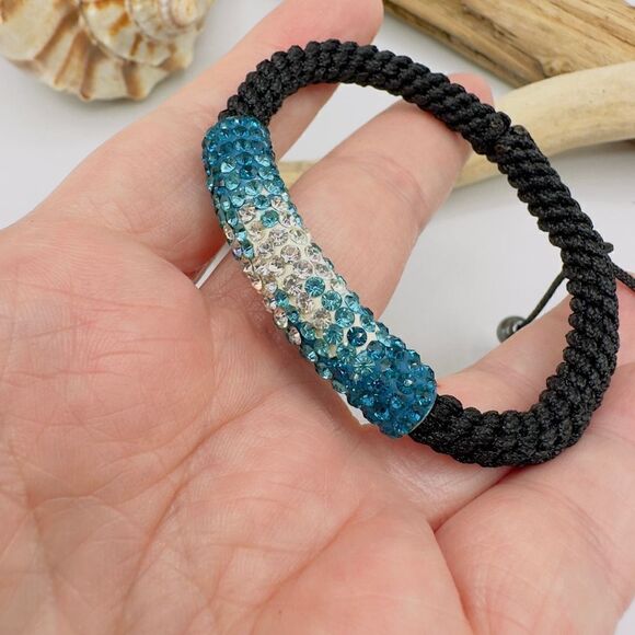 Pave Set Crystal Disco Bangle Ajustable Bracelet - Picture 3 of 3